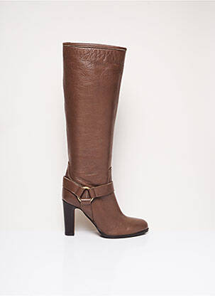 Bottes matière lisse talon de 7 à 9cm marron THE SELLER femme