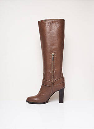 Bottes matière lisse talon de 7 à 9cm marron THE SELLER femme