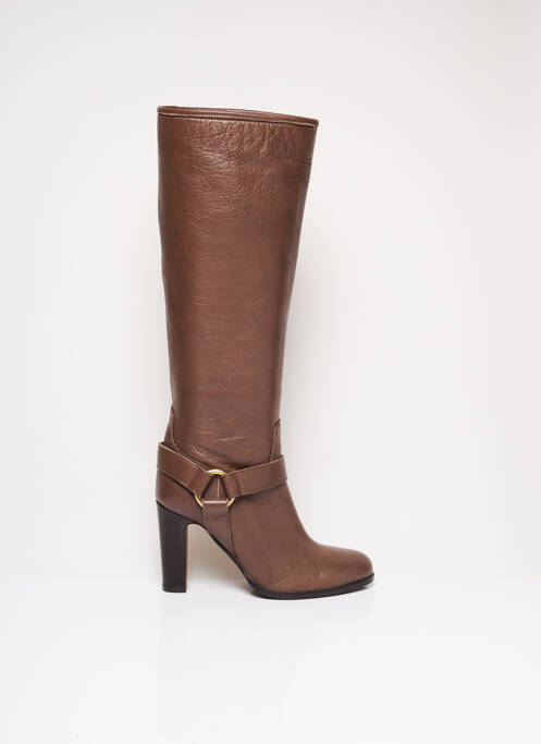 Bottes matière lisse talon de 7 à 9cm marron THE SELLER femme