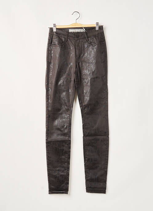 Pantalon slim broderie rivets taille normale marron GEISHA femme