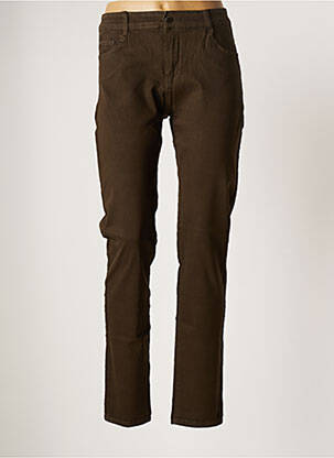 Pantalon slim tissage popeline taille normale vert KALISSON femme