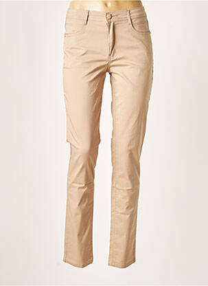 Pantalon slim tissage popeline taille normale marron YOULINE femme