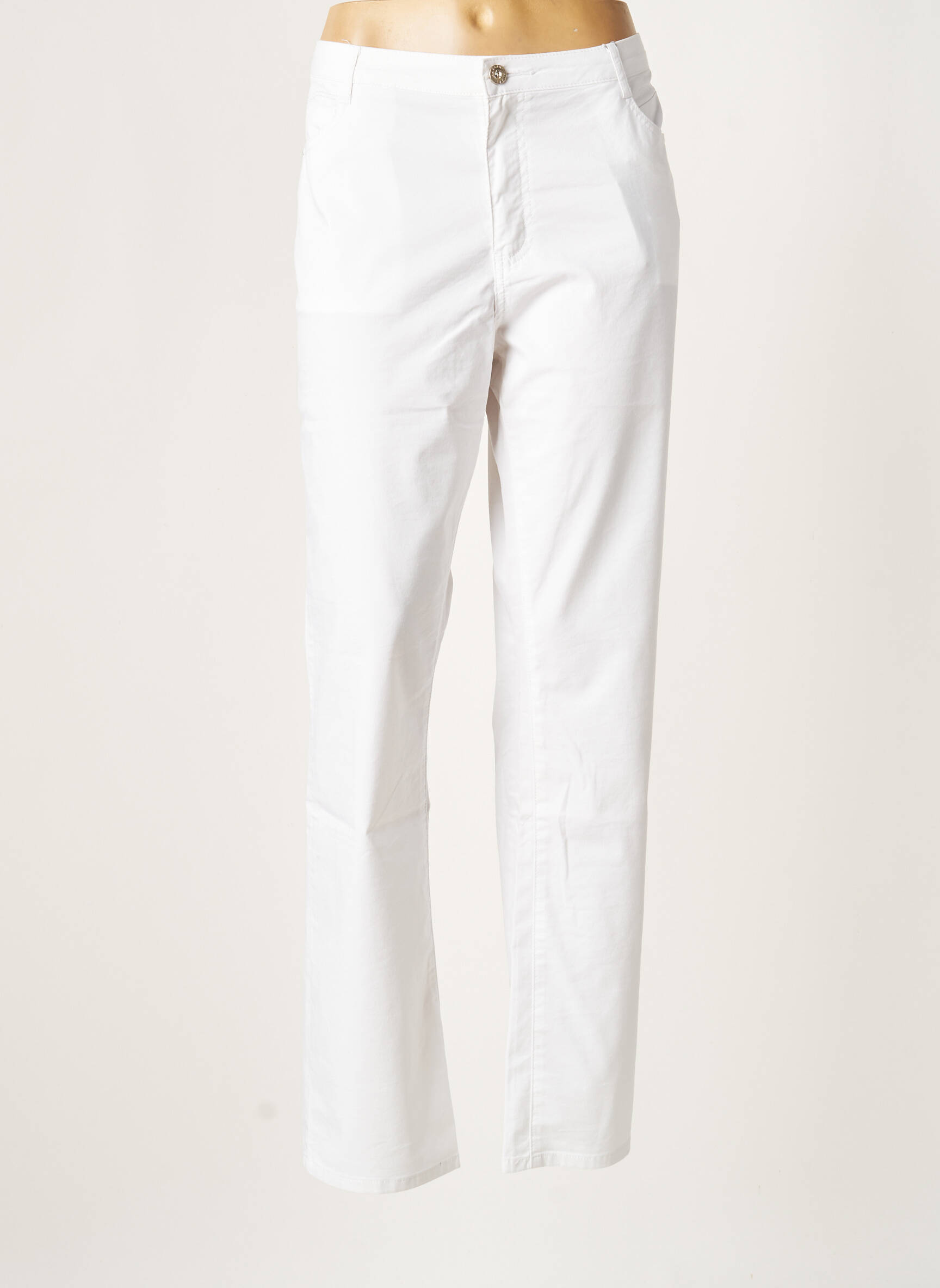 Pantalon droit stretch taille normale blanc YOULINE femme