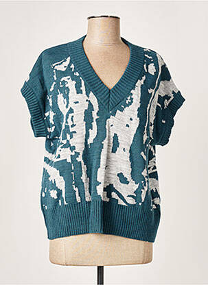 Pull col v manches courtes bleu WNT COLLECTION femme