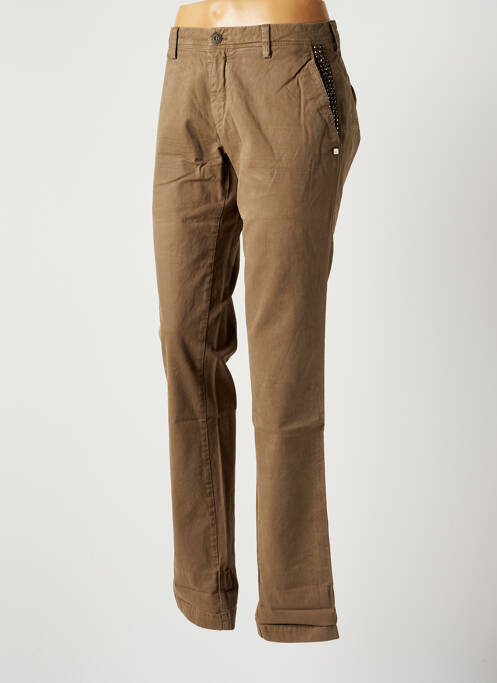 Pantalon chino fermeture zippée sous rabat boutonné taille normale beige MASON'S femme