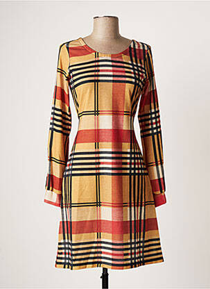 Robe mi-longue coupe évasée manches longues jaune LO! LES FILLES femme