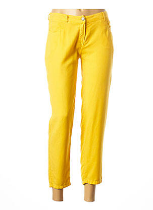 Pantalon 7/8 fermeture zippée sous rabat boutonné taille basse jaune MADO ET LES AUTRES femme