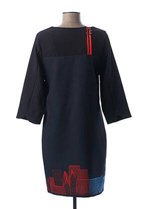 Robe mi-longue manches 3/4 manches 3/4 bleu MADO ET LES AUTRES femme