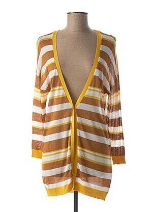 Gilet manches longues finition bords-côtes marron MIA SOANA femme