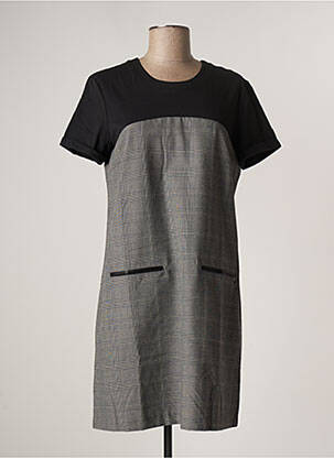 Robe courte fermeture zippée au dos manches courtes noir DDP femme