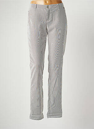Pantalon droit fermeture zippée sous rabat boutonné taille normale gris DDP femme