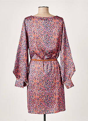 Robe mi-longue imprimé fantaisie manches longues rose MOLLY BRACKEN femme