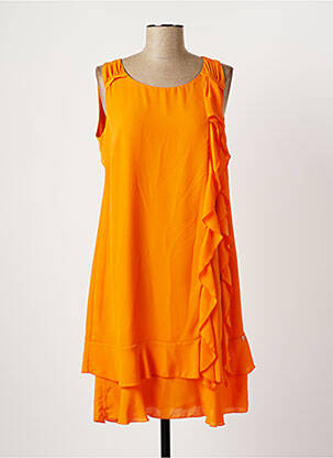 Robe mi-longue tissage crêpe sans manche orange AMELIE & AMELIE femme