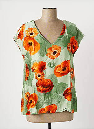 T-shirt col v manches courtes vert AMELIE & AMELIE femme