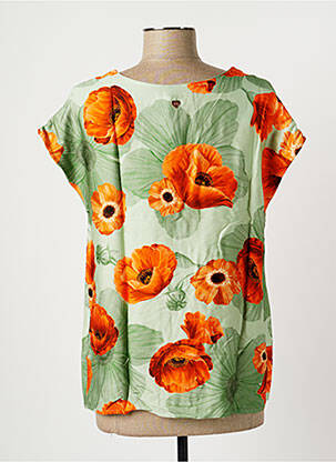 T-shirt col v manches courtes vert AMELIE & AMELIE femme