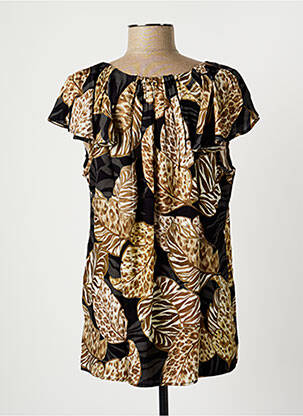 Top imprimé fantaisie manches courtes noir GEISHA femme