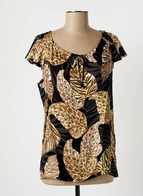 Top imprimé fantaisie manches courtes noir GEISHA femme