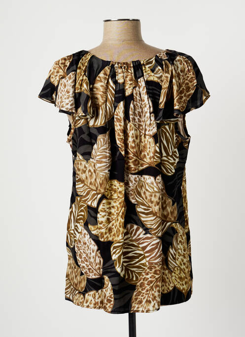 Top imprimé fantaisie manches courtes noir GEISHA femme