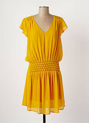 Robe mi-longue manches courtes manches courtes jaune GAUDI femme