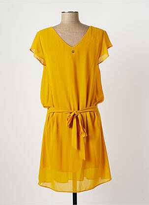 Robe mi-longue manches courtes manches courtes jaune GAUDI femme