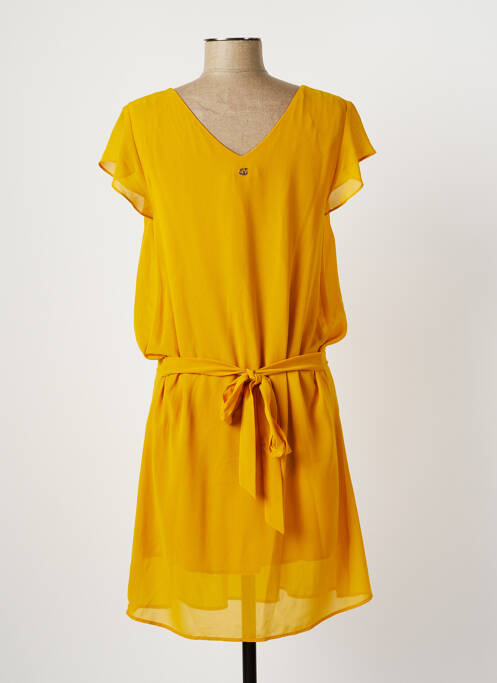 Robe mi-longue manches courtes manches courtes jaune GAUDI femme