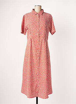 Robe mi-longue imprimé fleurs manches courtes orange PROTEST femme