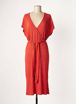 Robe mi-longue manches courtes manches courtes orange PROTEST femme