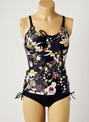 Tankini imprimé fleurs noir LAGON BLEU femme