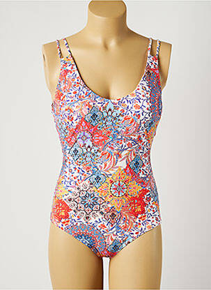 Maillot de bain 1 pièce imprimé fantaisie haut soutien-gorge moulé bleu MOONTIDE femme
