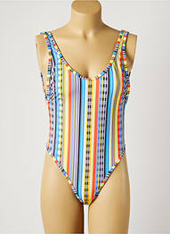 Maillot de bain 1 pièce effet matière satinée bleu PIHA femme