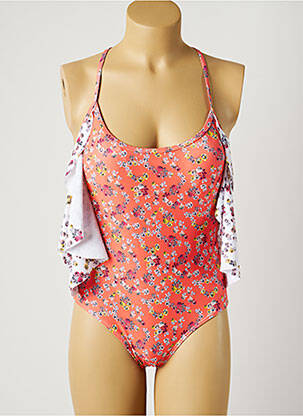 Maillot de bain 1 pièce bretelles élastiquées ajustables haut soutien-gorge moulé orange PIHA femme