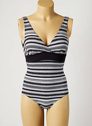 Maillot de bain 1 pièce imprimé fantaisie haut soutien-gorge moulé noir SUN PLAYA femme