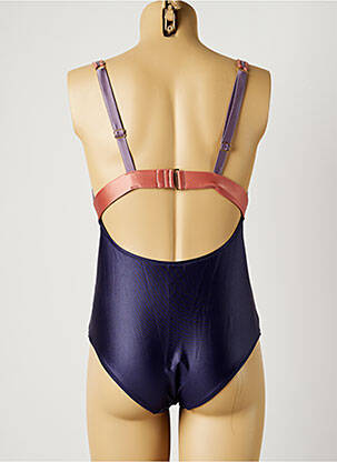 Maillot de bain 1 pièce effet matière satinée haut soutien-gorge moulé violet BORABORA femme