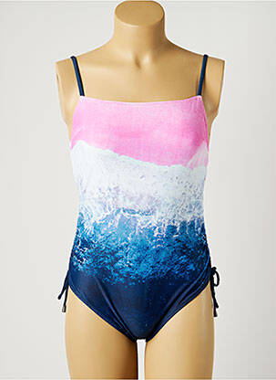 Maillot de bain 1 pièce imprimé fantaisie haut soutien-gorge moulé bleu PIHA femme