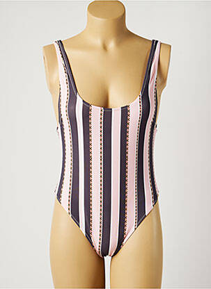 Maillot de bain 1 pièce effet matière satinée rose PIHA femme