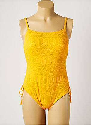 Maillot de bain 1 pièce stretch haut soutien-gorge moulé jaune PIHA femme