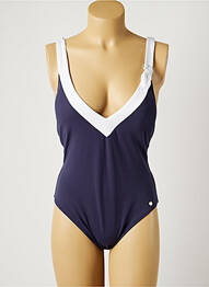 Maillot de bain 1 pièce effet matière satinée haut soutien-gorge moulé bleu BORABORA femme