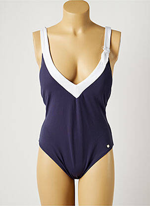 Maillot de bain 1 pièce effet matière satinée haut soutien-gorge moulé bleu BORABORA femme