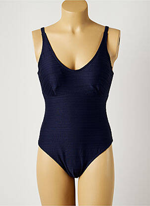 Maillot de bain 1 pièce effet matière satinée haut soutien-gorge moulé bleu MOONTIDE femme