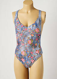Maillot de bain 1 pièce effet matière satinée haut soutien-gorge moulé bleu PIHA femme