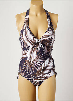 Maillot de bain 1 pièce imprimé fantaisie haut soutien-gorge moulé marron MOONTIDE femme