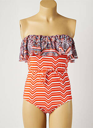 Maillot de bain 1 pièce imprimé fantaisie haut soutien-gorge moulé orange MOONTIDE femme