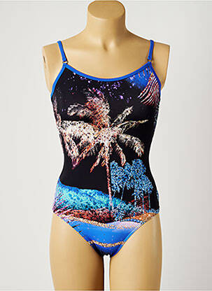 Maillot de bain 1 pièce imprimé fantaisie bleu OLYMPIA fille
