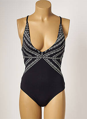 Maillot de bain 1 pièce imprimé fantaisie haut soutien-gorge avec mousse de rembourrage amovible noir BORABORA femme