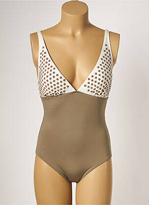 Maillot de bain 1 pièce imprimé fantaisie haut soutien-gorge avec mousse de rembourrage amovible vert TESSY femme