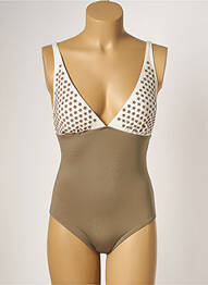 Maillot de bain 1 pièce imprimé fantaisie haut soutien-gorge avec mousse de rembourrage amovible vert TESSY femme
