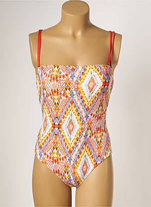 Maillot de bain 1 pièce imprimé fantaisie haut soutien-gorge avec mousse de rembourrage amovible orange BORABORA femme