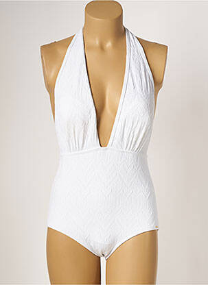 Maillot de bain 1 pièce stretch haut soutien-gorge moulé blanc PIHA femme