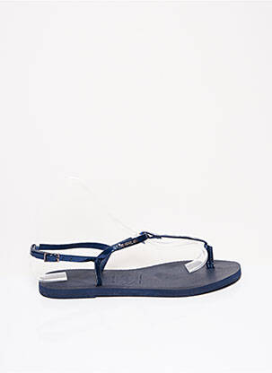 Tongs tissage satiné talon plat jusqu'à 3cm bleu HAVAIANAS femme