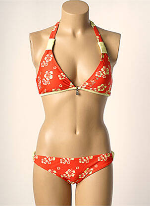 Maillot de bain 2 pièces stretch haut soutien-gorge moulé orange LITTLE MARCEL femme